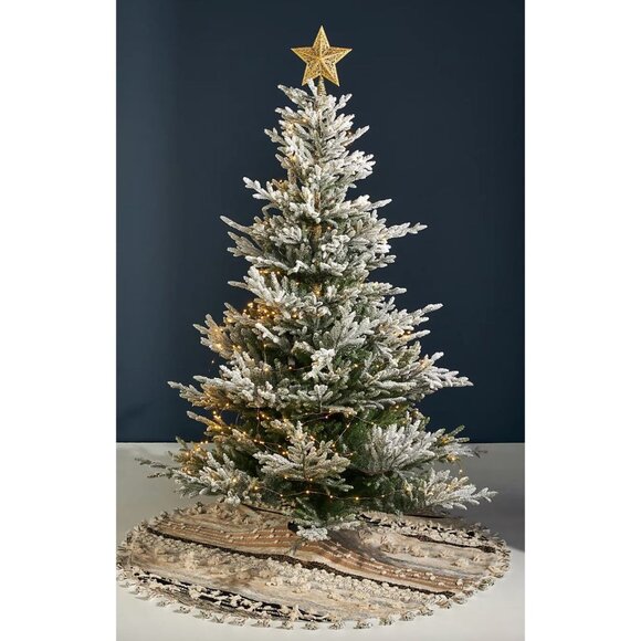Anthropologie All Roads Tufted & Tassel Textured Christmas Tree Skirt Bohemian